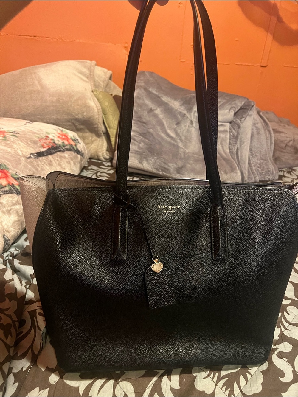 kate spade Black and Taupe Leather Tote